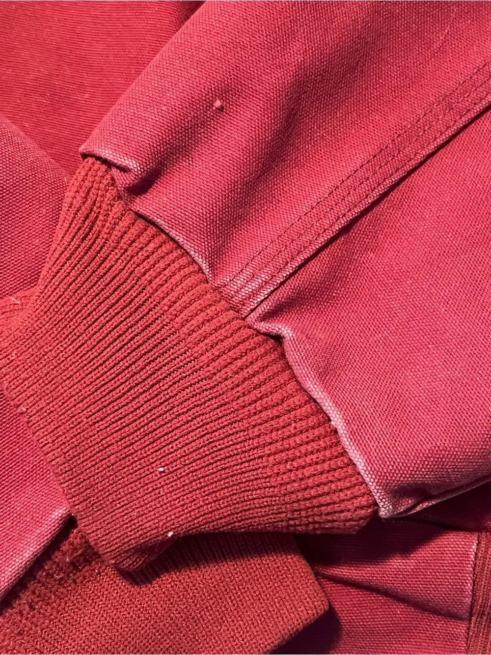 Carhartt J158 DKH Red Jacket Mens Large Duck Red Fleece Lined Hooded Vintage
